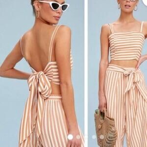 FAITHFUL THE BAND STRIPED SQUARED NECKLINE CROPTOP‎ SIZE L
